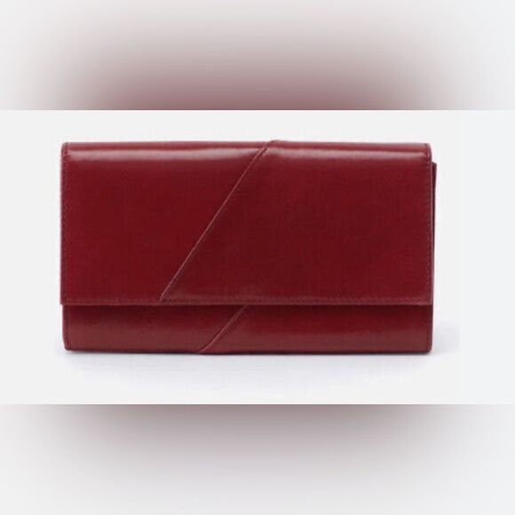 NWOT hobo  charter  Cardinal Red leather wallet - Picture 1 of 11